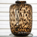 Vaso de vidro de mancha de leopardo de cor profunda alta de cor âmbar